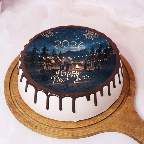 2026 New Year Photo Cake