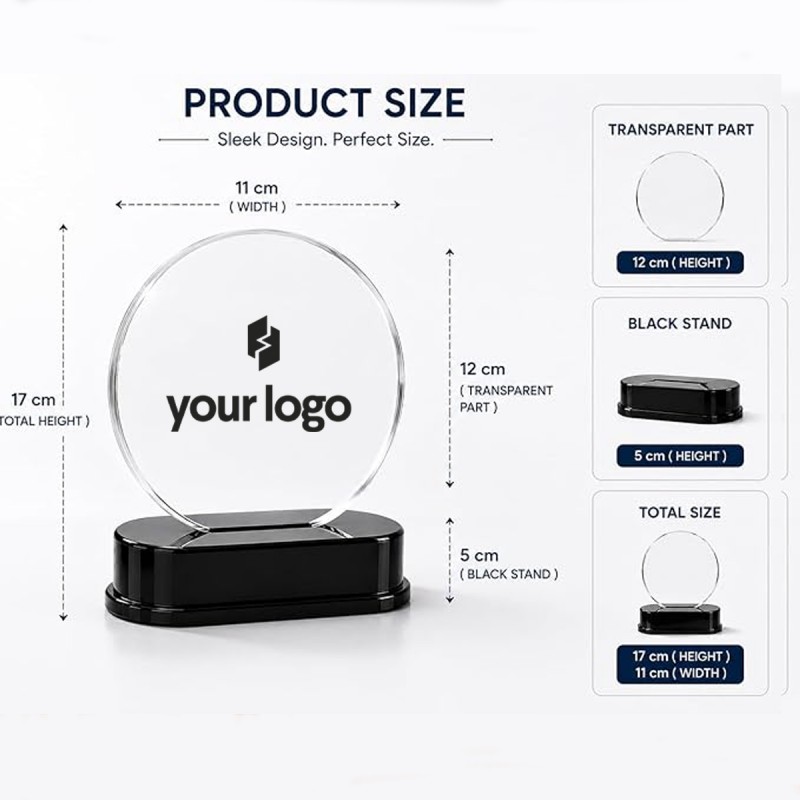 Premium Clear Acrylic Trophy Award with Black Stand