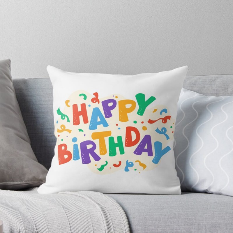 Happy Birthday Printed Cushion