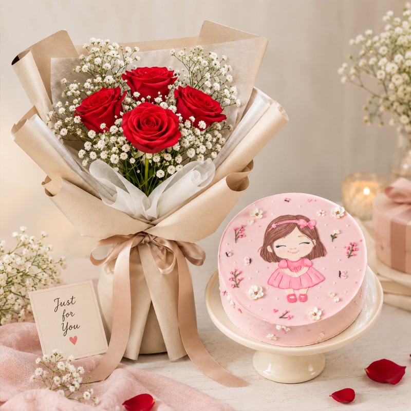 Lovely Flower Cake Combo for Her