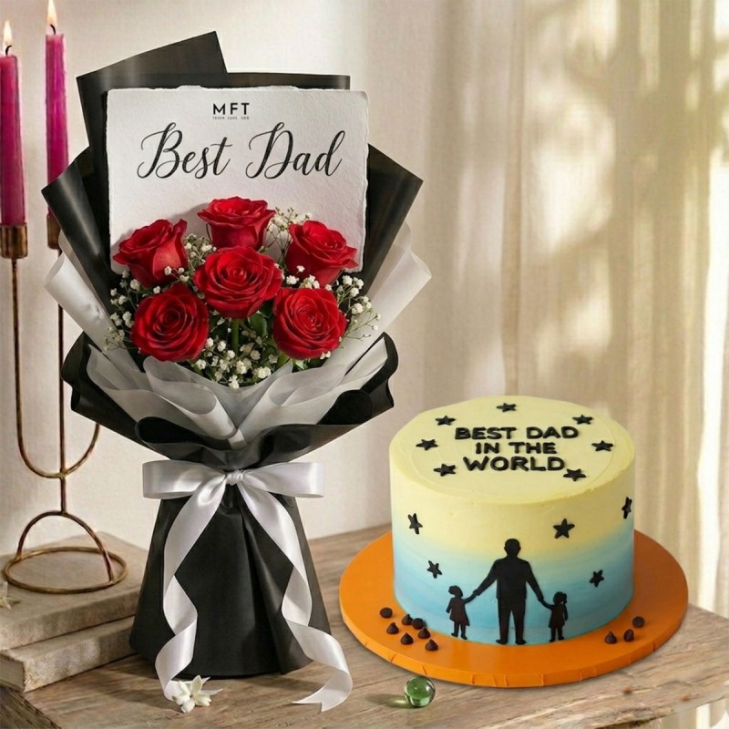 Gentle Floral Cake Combo for Dad
