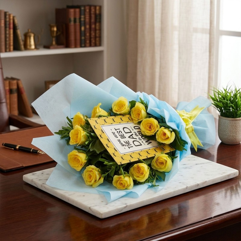 Vibrant Yellow Rose With Greeting Card