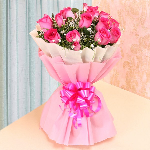 Pink Roses in Paper Packing
