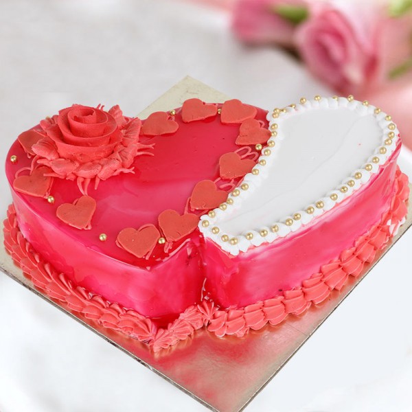 One Kf Heart Shape Strawberry Cake 