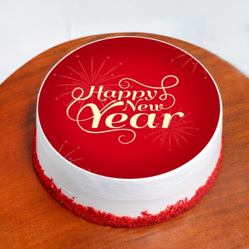 2026 New Year Strawberry Photo Cake