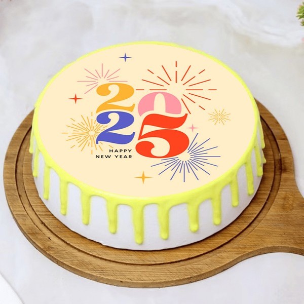 Happy New Year Pineapple Photo Cake