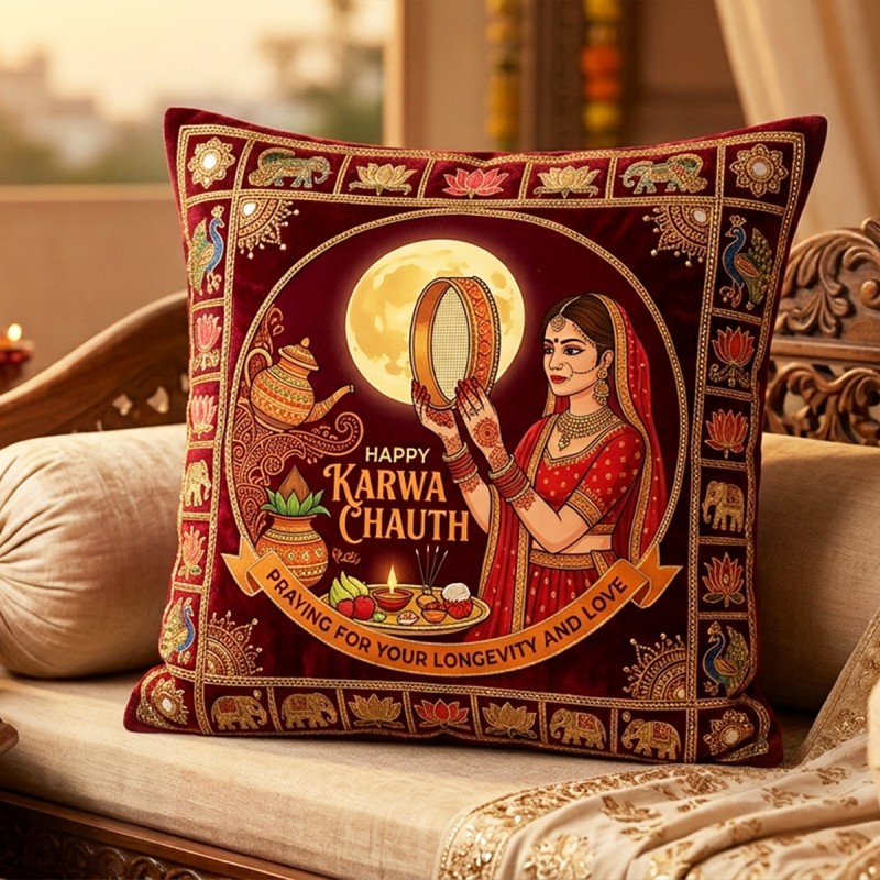Karwa Chauth Theme Cushion