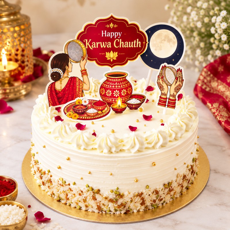 Karwa Chauth Vanilla Cake