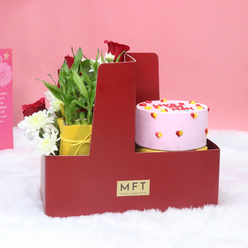 Sweet Lucky Floral Surprise Hamper for Mom
