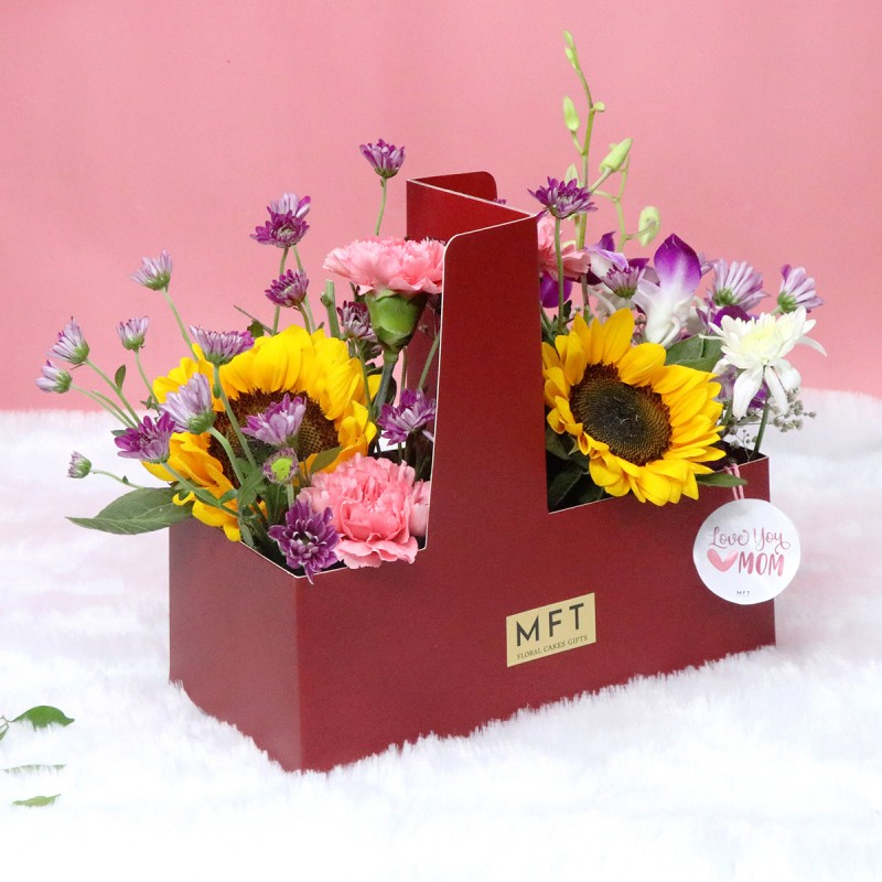 Mixed Floral Hamper Box for Mom