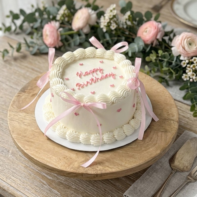 Pink Ribbon Birthday Cake