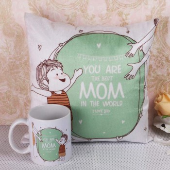 Best Mom Printed Mug and Cushion