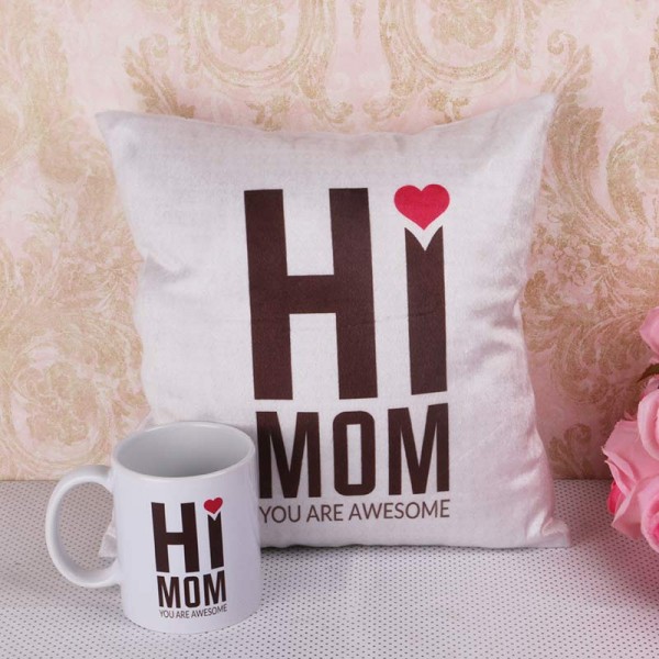 Designer Cushion and Mug for Mother