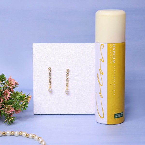 Pleasing Earrings with Perfume Combo