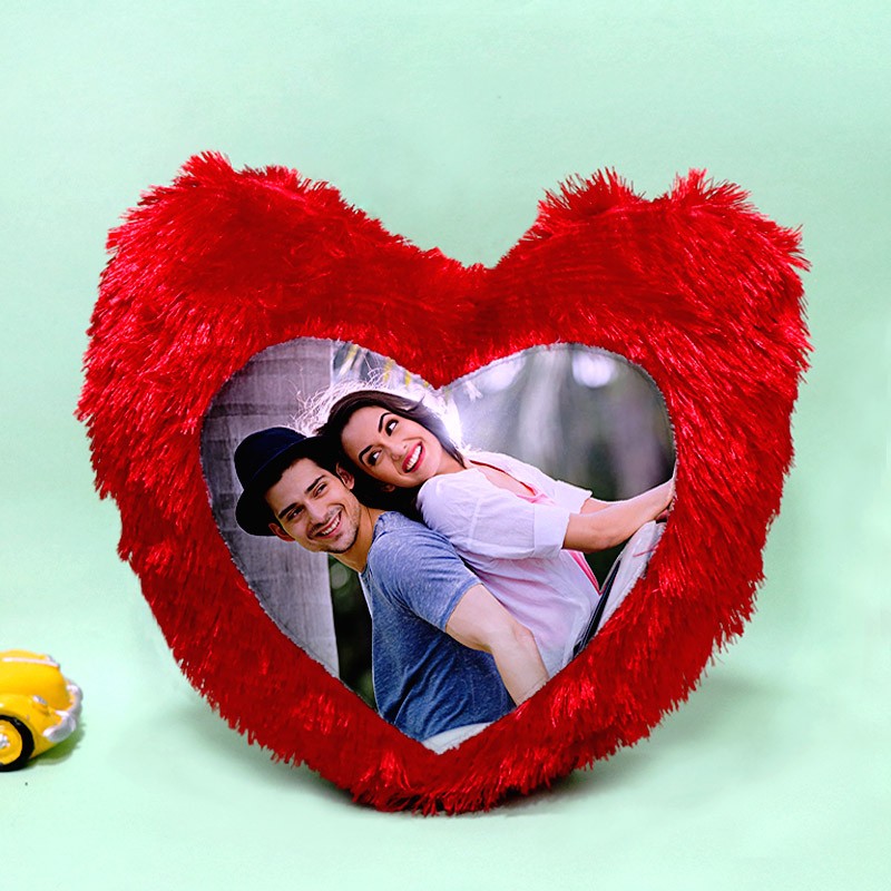 Red Heart Fur Cushion