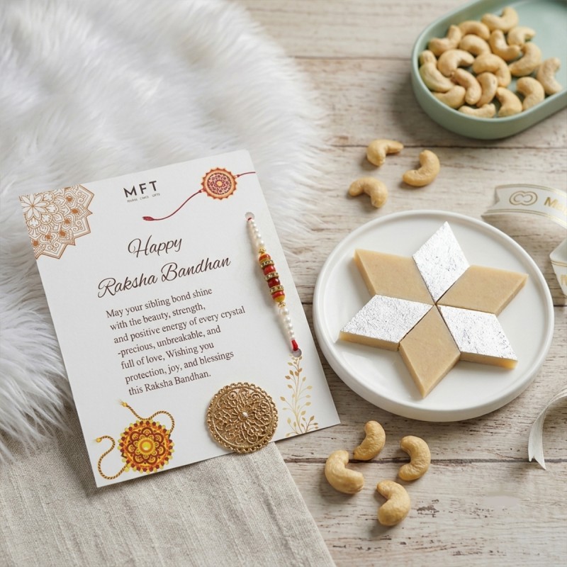 Designer Rakhi with Kaju Katli