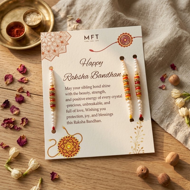 Set of 3 Designer Rakhi with Card