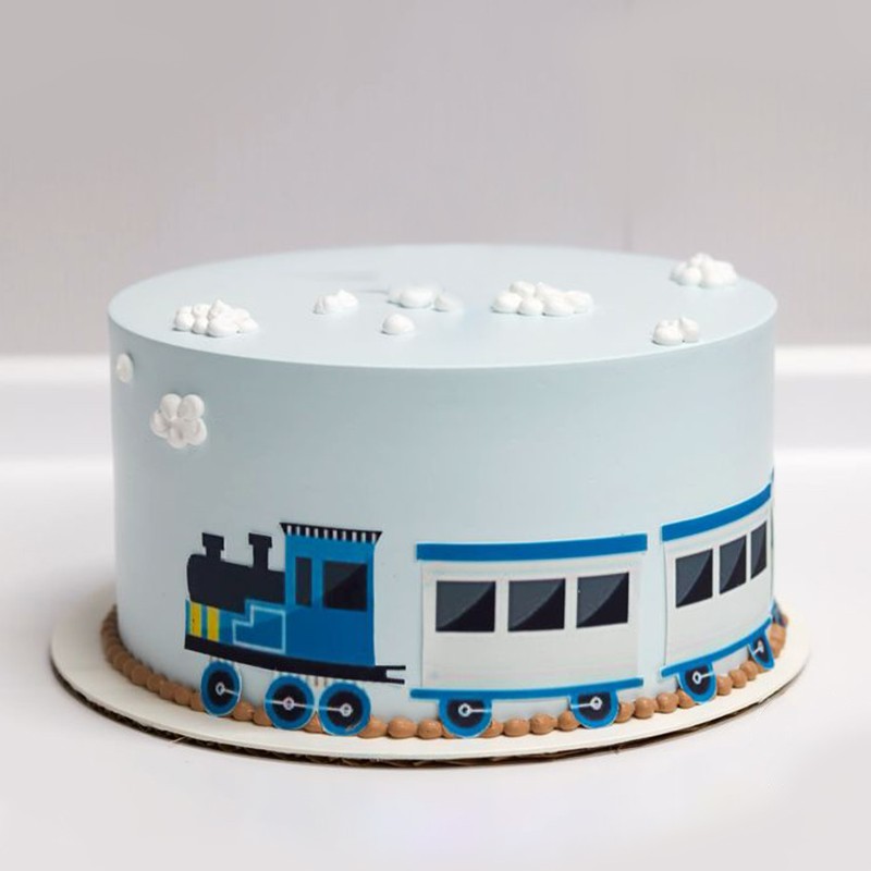 Train Theme Cream Cake