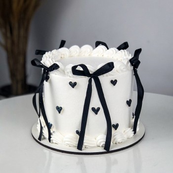 Black Ribbon Vanilla Cake