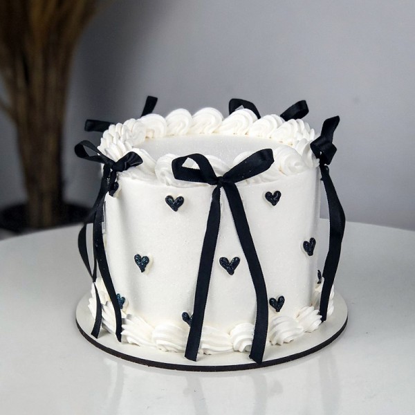 Black Ribbon Vanilla Cake