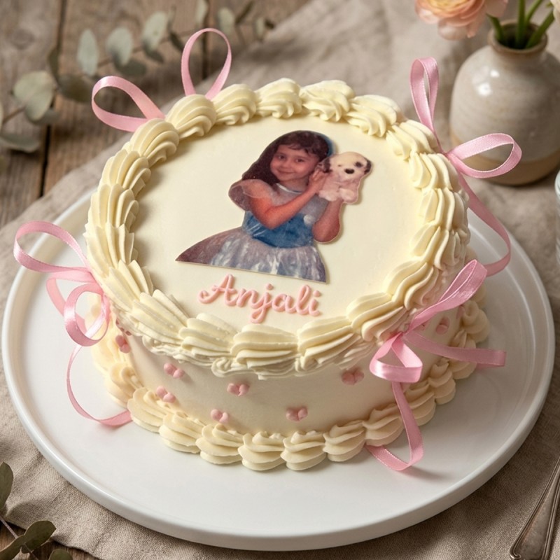Personalised Ribbon Theme Photo Cake