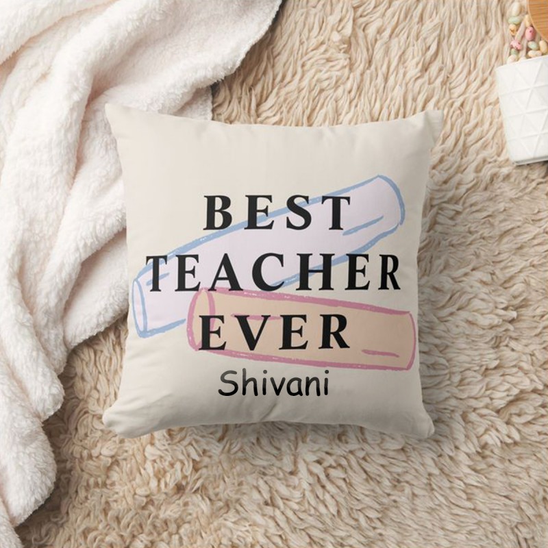 Best Guru Ever Combo Printed Cushion and Coffee Mug for Teacher