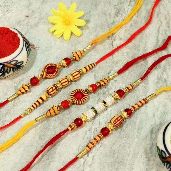 Set Of 5 Beautiful Designer Rakhi- MyFlowerTree