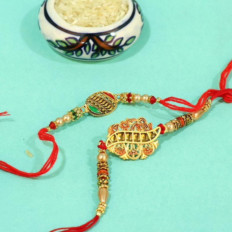 Religious Meenakari and Om Rakhi Combo