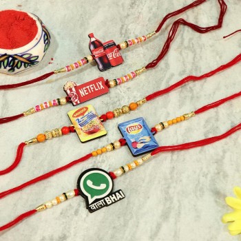 Auspicious set of 5 Designer Rakhi