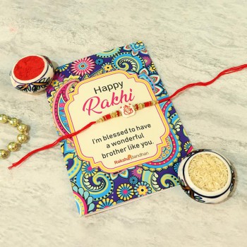 Precious Kundan rakhi N Greeting Card 