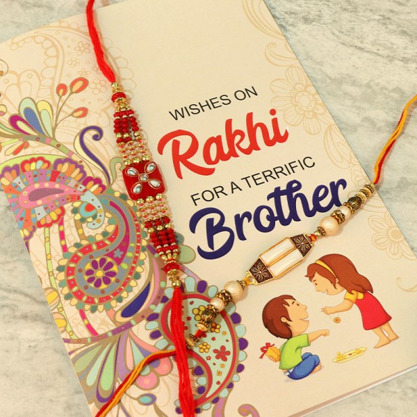 Spiritual Rakhi sets N cards combo