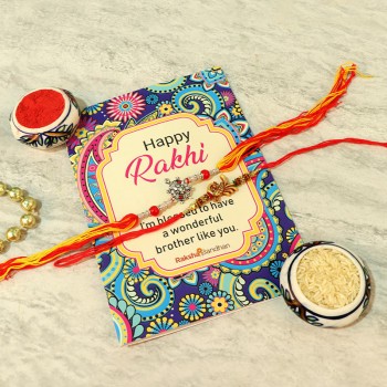 Colourful Rakhi Combos with Greeting cards