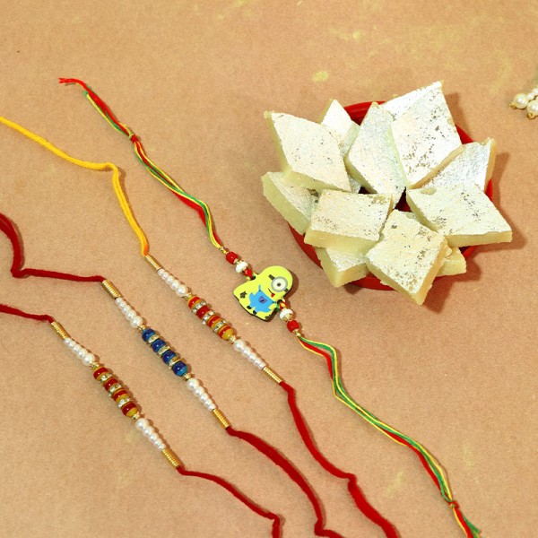 Mezmerizing Rakhi sets with Kajukatli