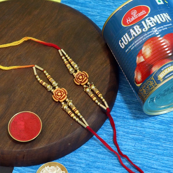 Classic Rakhi Set with Gulab Jamun