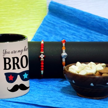 Fancy Rakhi Set with BRO Mug
