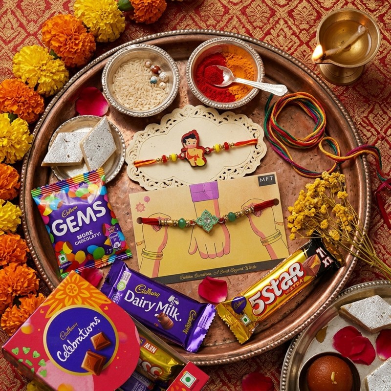 Glittering Pearl Rakhi Combo