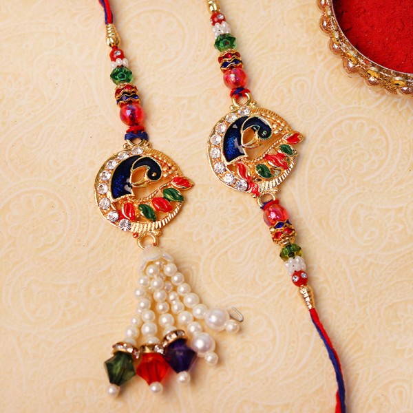 Peacock Bhaiya Bhabhi Rakhi Set