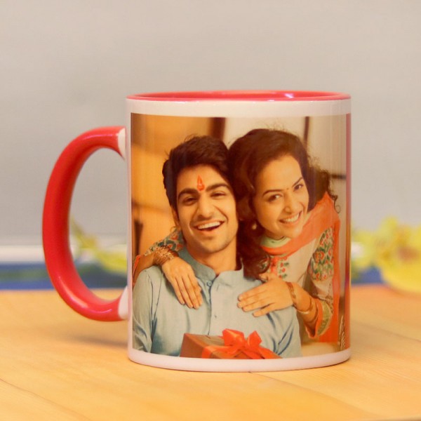 One Personalised Red Handle Mug For Brother for Rakhi