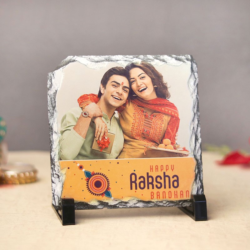 One Personalised Square Photo Stone for Rakhi