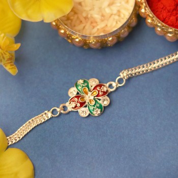 Floral Designer Silver Rakhi