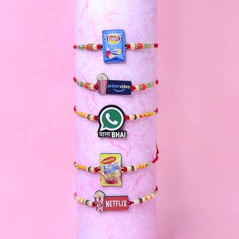 Dazzling 5 Designer Rakhi Combo