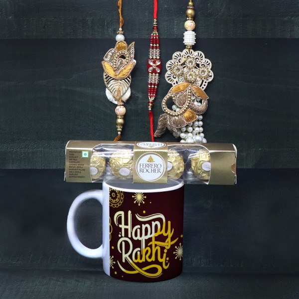Unique Rakhis with Mug N Ferrero rocher