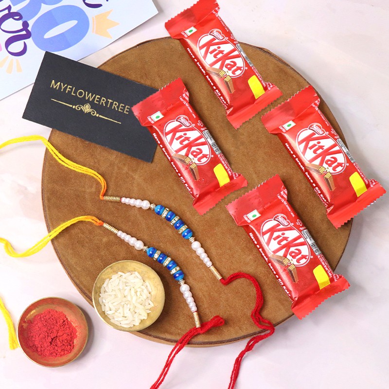 2 Pearl Rakhis N Kitkat Chocolates