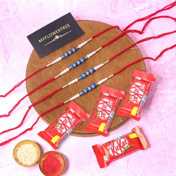 4 Pearl Rakhis N Kitkat Chocolates