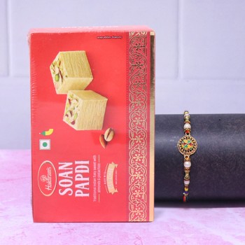 Designer Rakhi with Soan Papdi 250 Gm