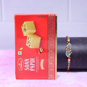 Diamond Rakhi with Soan Papdi 250 Gm
