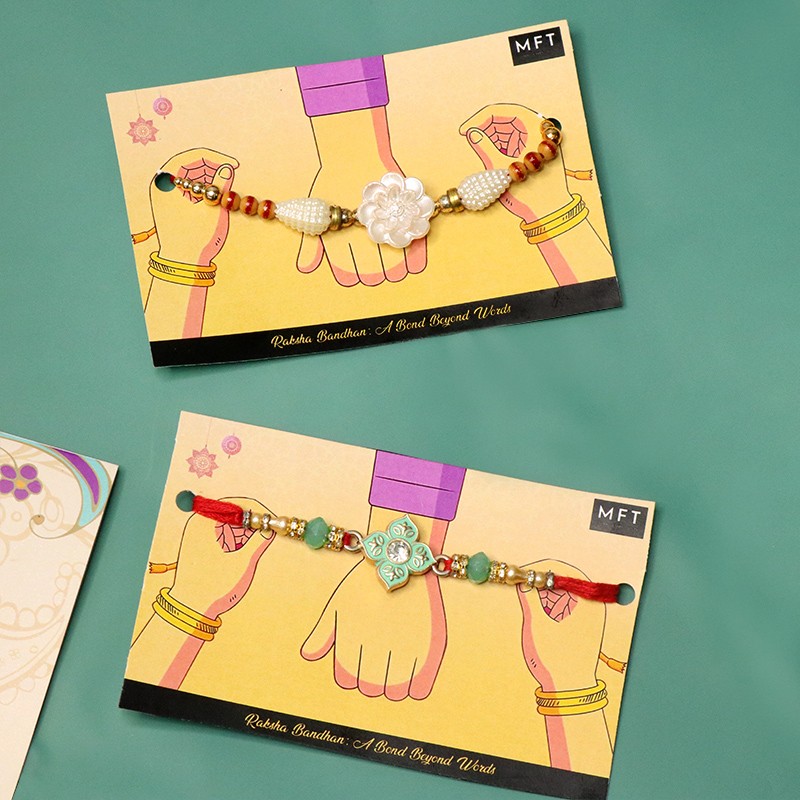 Pack of Diamond and Floral Rakhi