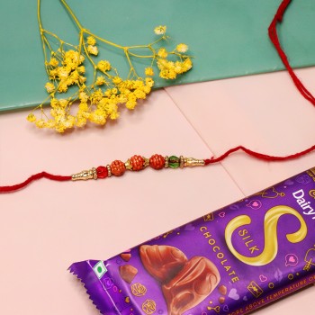 Rudraksh Rakhi and Silk Pack