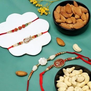 Designer 4 Rakhi with Dryfruit Pack