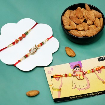 Set of 3 Designer Rakhi with Almond